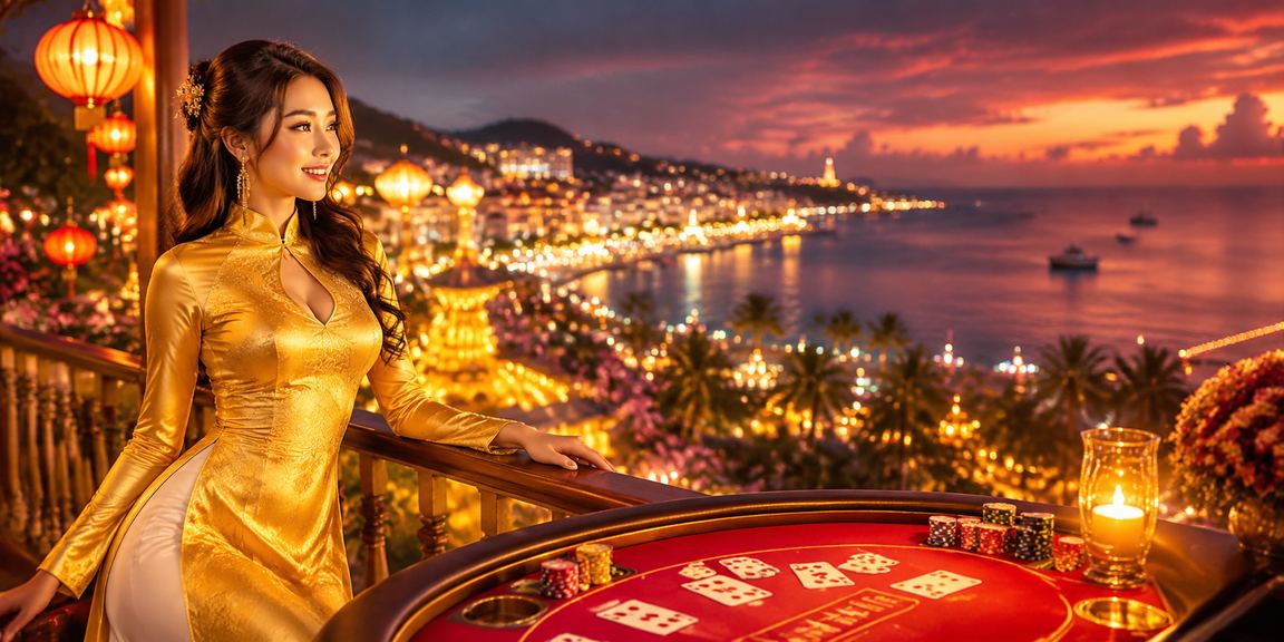 Bàn Baccarat sang trọng tại Phú Quốc với trang phục áo dài truyền thống Việt Nam